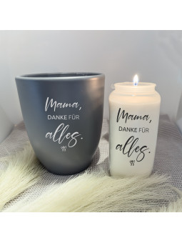 DTF Aufkleber „Mama, danke für alles.“ – Hochwertige Erinnerung für Grabkerzen