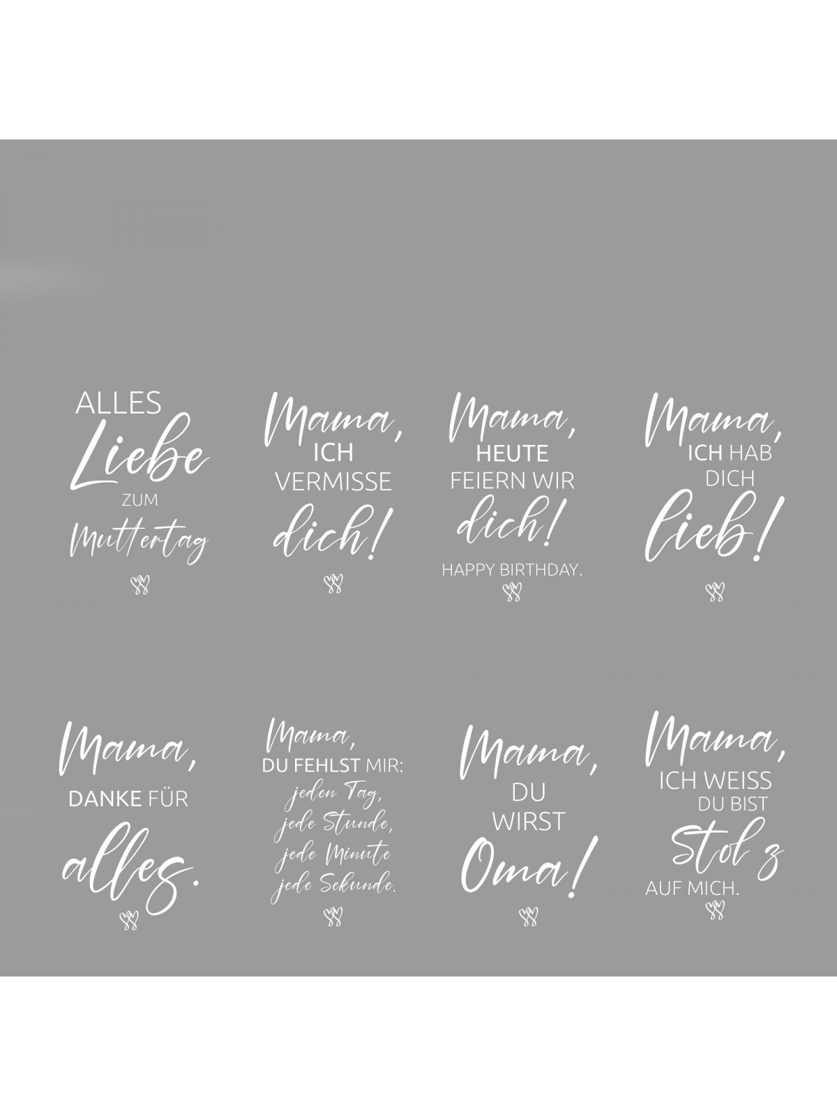 „Mama“ Set – 8x Traueraufkleber (DTF) für persönliche Gedenklichter