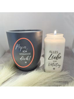 Weiss „Papa“ Set – 8x Traueraufkleber (DTF) für persönliche Gedenklichter