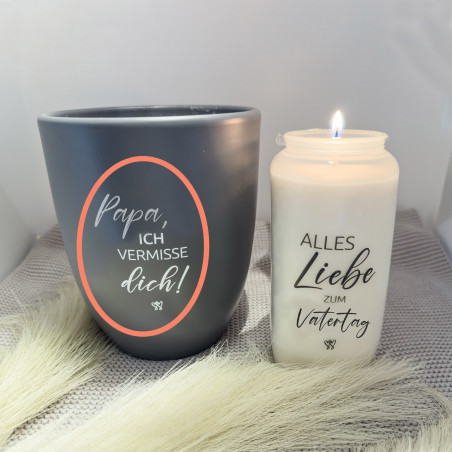 Weiss „Papa“ Set – 8x Traueraufkleber (DTF) für persönliche Gedenklichter