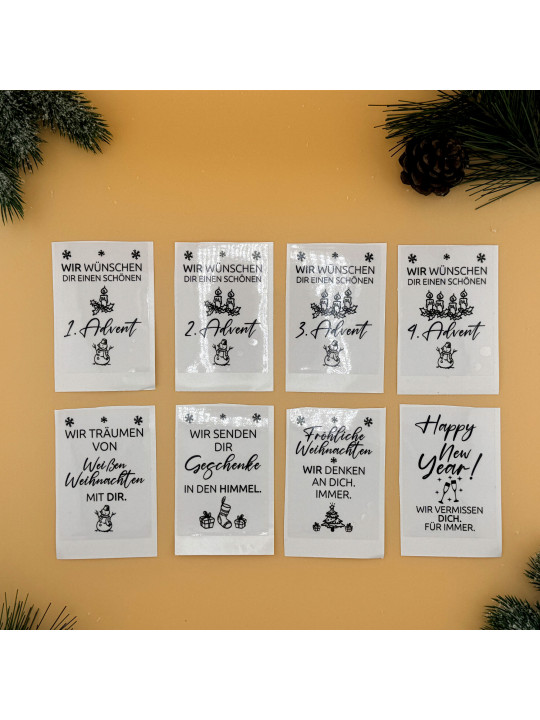 „Weihnachten“ Set – 8x Traueraufkleber für besinnliche Gedenklichter