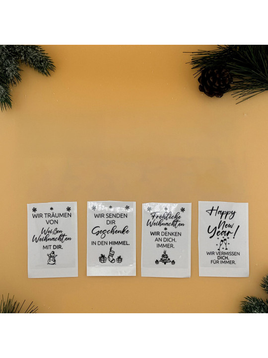 „Weihnachten“ Set – 4x Traueraufkleber für besinnliche Gedenklichter