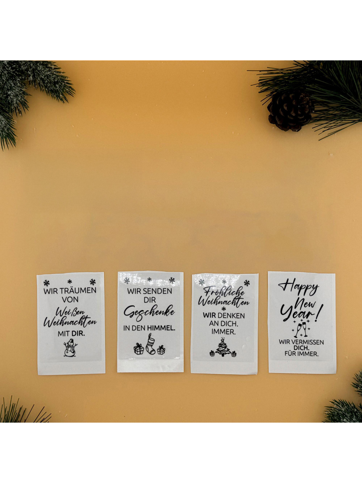 „Weihnachten“ Set – 4x Traueraufkleber für besinnliche Gedenklichter