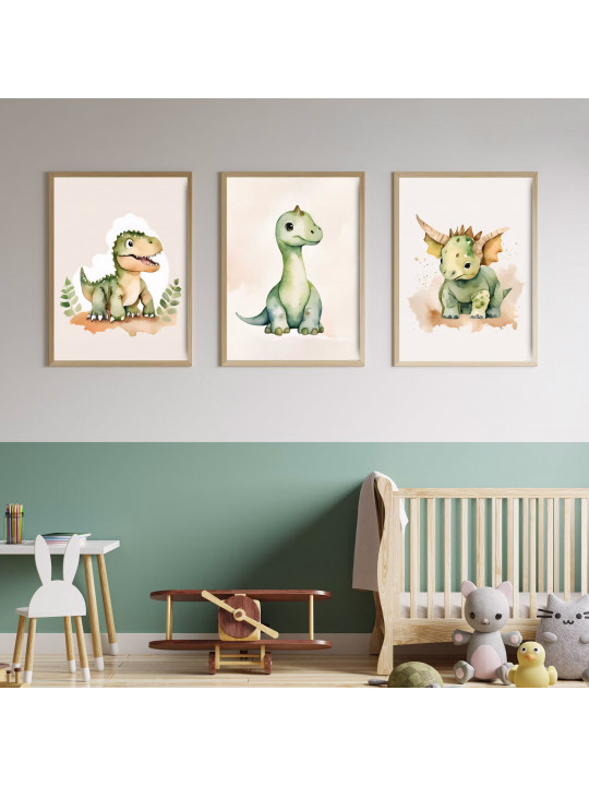 „Dinos“ 3er Poster-Set | T-Rex, Brachiosaurus & Triceratops | Perfekte Dino-Deko fürs Kinderzimmer „Dinos“ 3er Poster-Set | T-Rex, Brachiosaurus & Triceratops | Perfekte Dino-Deko fürs Kinderzimmer