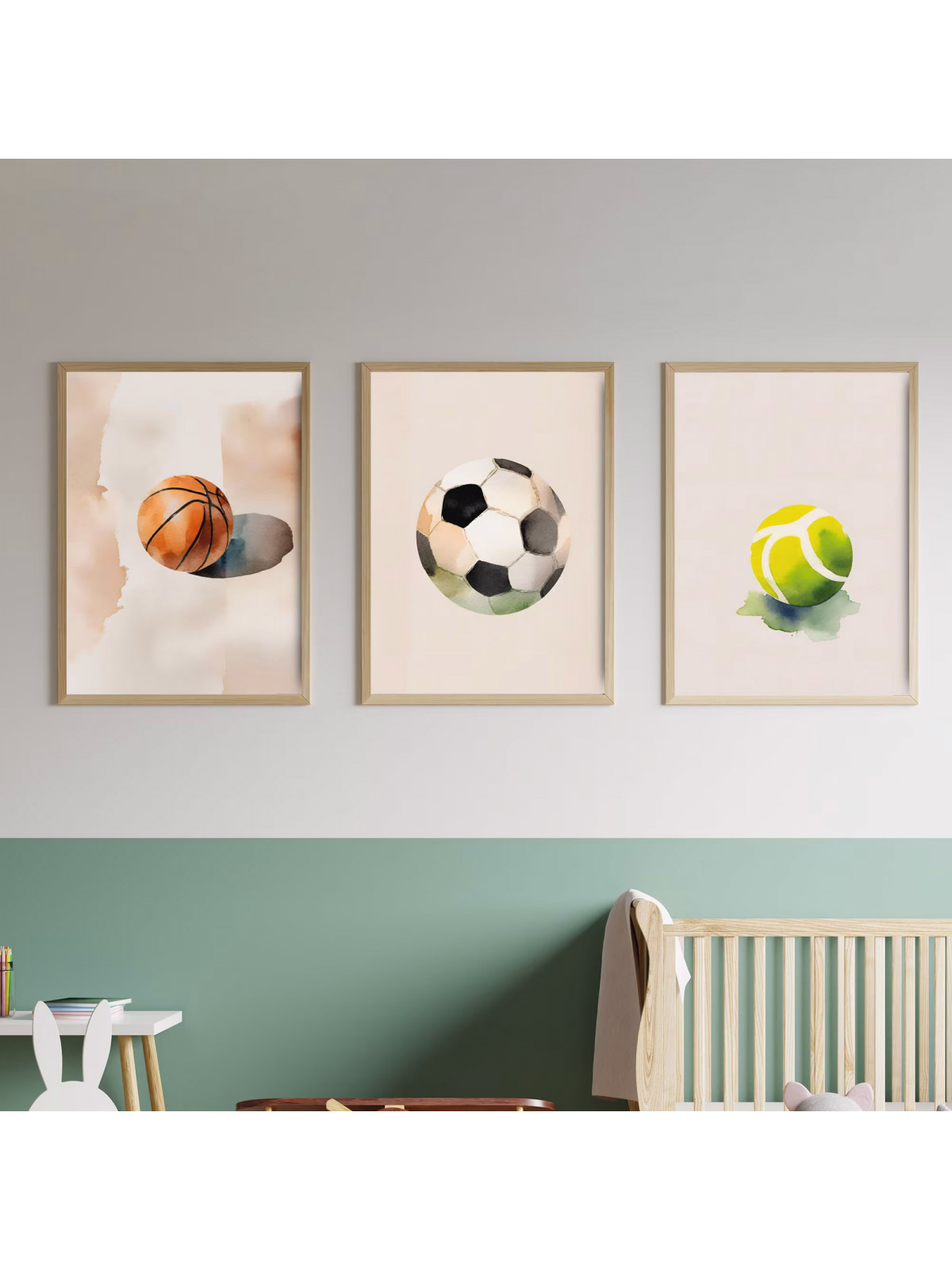 „Sport“ 3er Poster-Set | Tennisball, Fußball & Basketball | Coole Wanddeko für Sportfans & Kinderzimmer