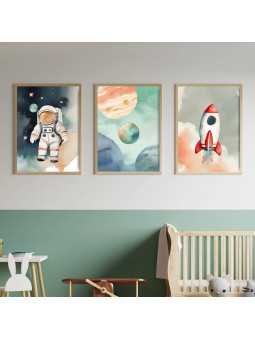 „Weltall“ 3er Poster-Set | Astronaut, Planet & Rakete | Digitaler DIN A4 Download zum Selbstausdrucken