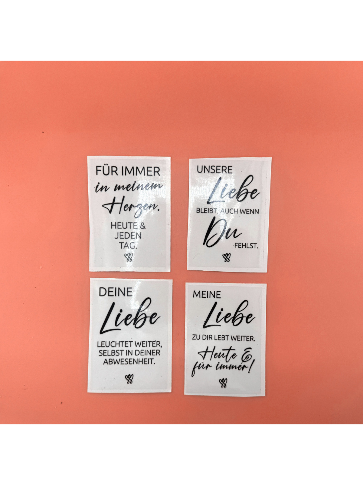 „Liebe“ Set – 4x Traueraufkleber für persönliche Gedenklichter