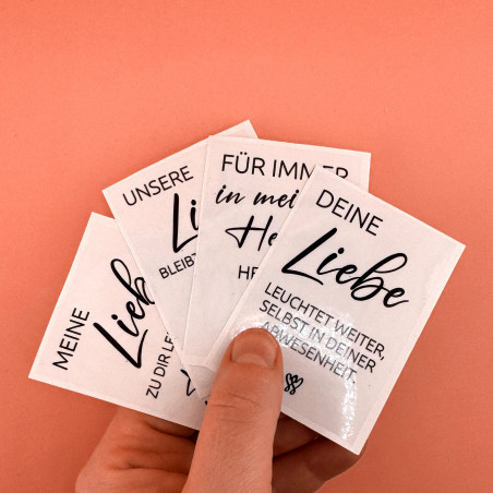 „Liebe“ Set – 4x Traueraufkleber für persönliche Gedenklichter
