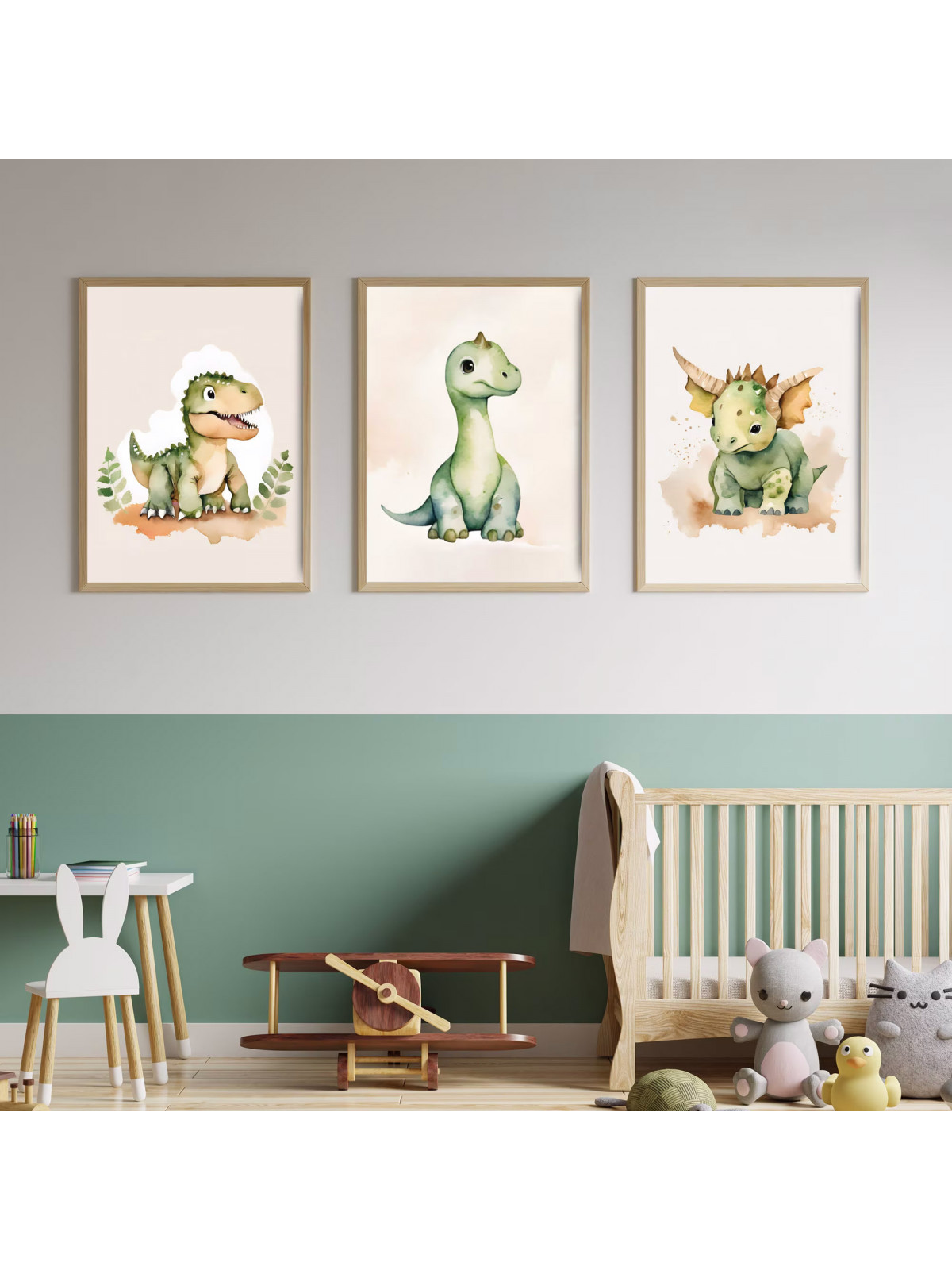 „Dinos“ 3er Poster-Set | T-Rex, Brachiosaurus & Triceratops | Digitaler DIN A3 Download (JPG) zum Selbstausdrucken