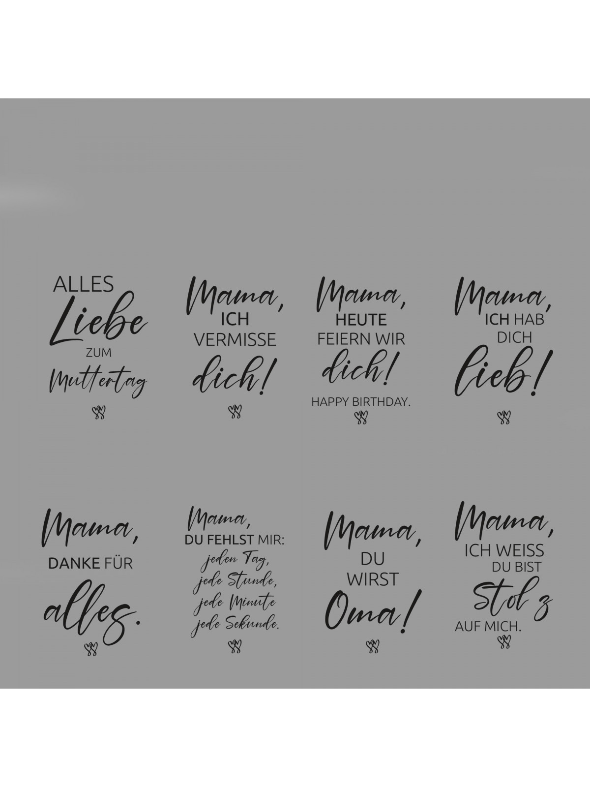 „Mama“ Set – 8x Traueraufkleber (DTF) für persönliche Gedenklichter