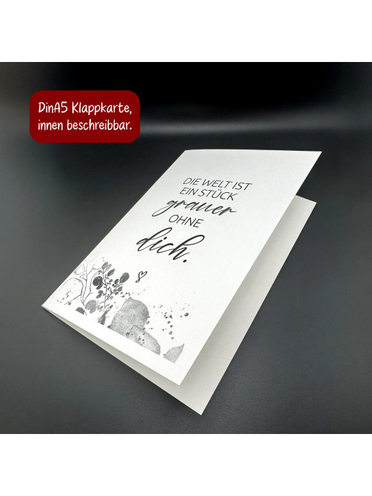 Trauerkarte „Die Welt ist ein Stück grauer ohne dich.“ | Beileidskarte in DIN A5 mit Umschlag Trauerkarte „Die Welt ist ein Stück grauer ohne dich.“ | Beileidskarte in DIN A5 mit Umschlag