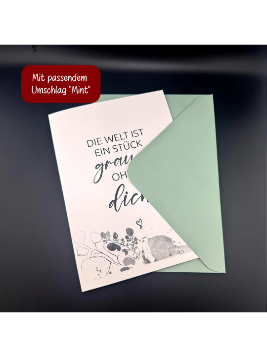 Trauerkarte „Die Welt ist ein Stück grauer ohne dich.“ | Beileidskarte in DIN A5 mit Umschlag Trauerkarte „Die Welt ist ein Stück grauer ohne dich.“ | Beileidskarte in DIN A5 mit Umschlag