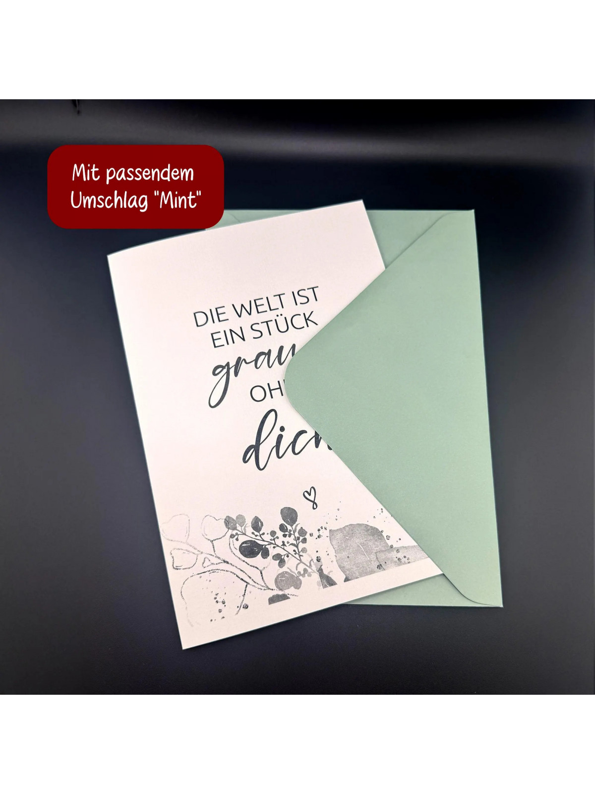 Trauerkarte „Die Welt ist ein Stück grauer ohne dich.“ | Beileidskarte in DIN A5 mit Umschlag