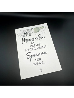 Trauerkarte „Menschen wie du, hinterlassen Spuren für immer.“ | Beileidskarte in DIN A5 mit Umschlag