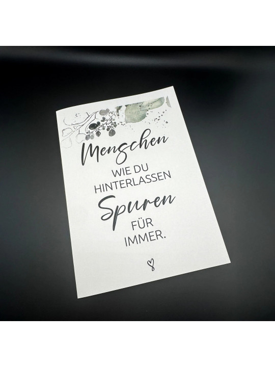 Trauerkarte „Menschen wie du, hinterlassen Spuren für immer.“ | Beileidskarte in DIN A5 mit Umschlag Trauerkarte „Menschen wie du, hinterlassen Spuren für immer.“ | Beileidskarte in DIN A5 mit Umschlag