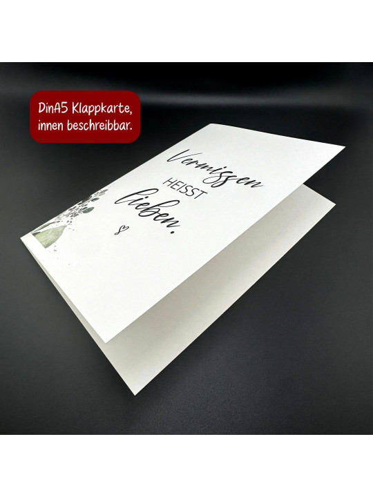 Trauerkarte „Vermissen heißt lieben.“ | Beileidskarte in DIN A5 mit Umschlag Trauerkarte „Vermissen heißt lieben.“ | Beileidskarte in DIN A5 mit Umschlag