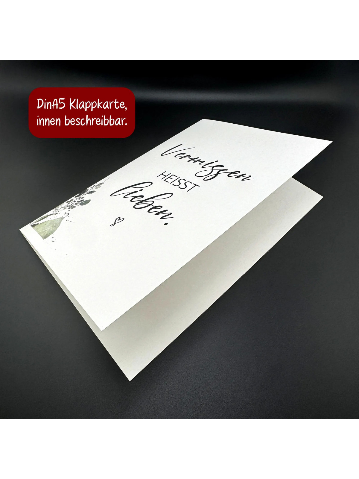 Trauerkarte „Vermissen heißt lieben.“ | Beileidskarte in DIN A5 mit Umschlag