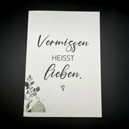 Trauerkarte „Vermissen heißt lieben.“ | Beileidskarte in DIN A5 mit Umschlag