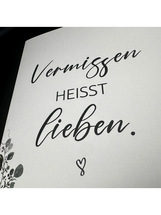Trauerkarte „Vermissen heißt lieben.“ | Beileidskarte in DIN A5 mit Umschlag Trauerkarte „Vermissen heißt lieben.“ | Beileidskarte in DIN A5 mit Umschlag