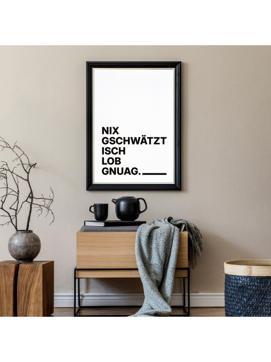 „Nix gschwätzt isch Log gnuag.“ Dialekt-Poster | Wanddeko in DIN A4, 3 & 2 „Nix gschwätzt isch Log gnuag.“ Dialekt-Poster | Wanddeko in DIN A4, 3 & 2