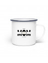 Emaille Tasse „Proud Mom“ – personalisierbar mit Name & Geburtsjahr - Emaille Tasse (Silber)  - Emaille Tasse